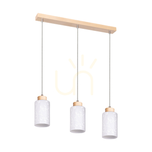 Závesné svietidlo Flores, 3xE27, Max. 60 W, breza/priehľadný PVC kábel/biely sklenený tienidlo s kvetinovým vzorom, 54 cm small 0