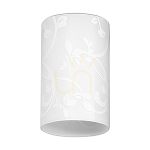 Závesné svietidlo „Flowers“, 5xE27, Max. 60 W, chrómovaný kov / priehľadný PVC kábel / biele sklenené tienidlo s kvetinovým vzorom, Ø 35 cm small 1