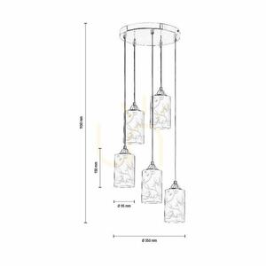 Závesné svietidlo „Flowers“, 5xE27, Max. 60 W, chrómovaný kov / priehľadný PVC kábel / biele sklenené tienidlo s kvetinovým vzorom, Ø 35 cm small 3