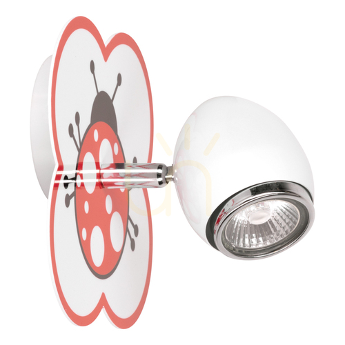 Skontrolujte Nástenná lampa Fly, 1xGU10, max. 50 W, biela/chrómová, kovová s motívom lienky, 16 cm