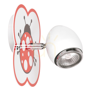 Nástenná lampa Fly, 1xGU10, max. 50 W, biela/chrómová, kovová s motívom lienky, 16 cm small 0