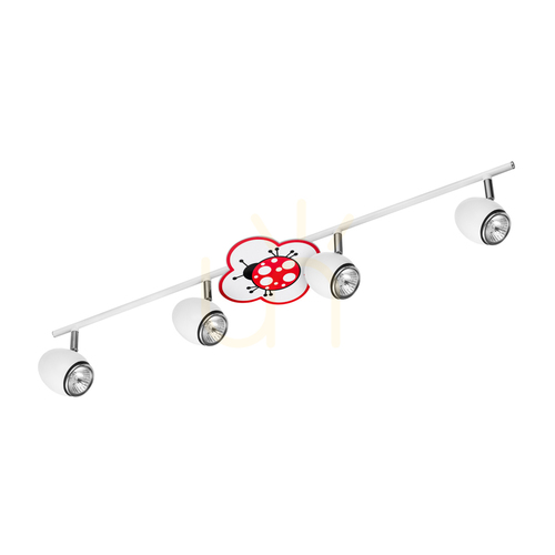 Skontrolujte Stropné svietidlo Fly 4xGU10, Max. 50 W, biely/chrómový kov s motívom lienky, 81 cm