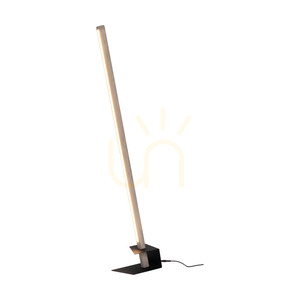 Stojaca lampa Forestier, 1xLED, 3000 K, 18 W, borovica v šedom odtieni, čierny kov, čierny PVC kábel (40 cm) small 1