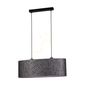 Závesné svietidlo Galance, 2xE27, Max. 40 W, čierny kov / čierny opletený kábel / čierno-zlatý tienidlo s tapetovým vzorom, 70 cm small 2