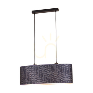 Závesné svietidlo Galance, 2xE27, Max. 40 W, čierny kov / čierny opletený kábel / čierno-zlatý tienidlo s tapetovým vzorom, 70 cm small 3