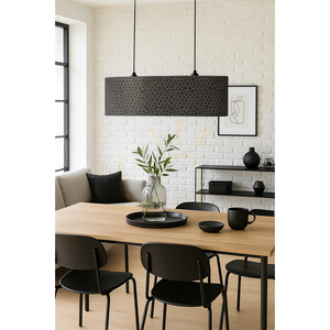 Závesné svietidlo Galance, 2xE27, Max. 40 W, čierny kov / čierny opletený kábel / čierno-zlatý tienidlo s tapetovým vzorom, 70 cm small 4