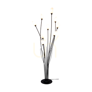 Stojaca lampa Gloriosa, 9xG9, Max. 6 W LED, čierny kov / čierny PVC kábel / biely sklenený tienidlo, Ø 60 cm small 1