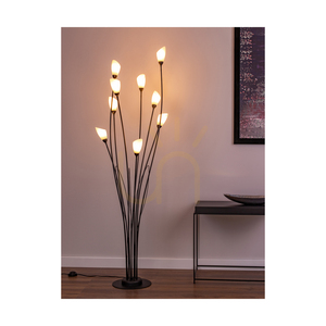 Stojaca lampa Gloriosa, 9xG9, Max. 6 W LED, čierny kov / čierny PVC kábel / biely sklenený tienidlo, Ø 60 cm small 2