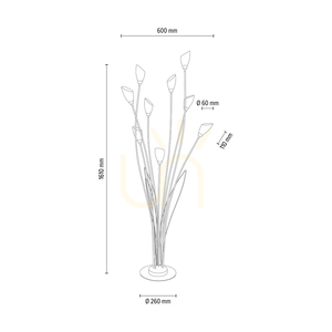 Stojaca lampa Gloriosa, 9xG9, Max. 6 W LED, čierny kov / čierny PVC kábel / biely sklenený tienidlo, Ø 60 cm small 3