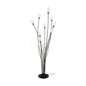 Stojaca lampa Gloriosa, 9xG9, Max. 6 W LED, čierny kov / čierny PVC kábel / biely sklenený tienidlo, Ø 60 cm small 0