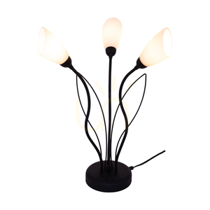 Stolná lampa Gloriosa, 3xG9, Max. 6 W LED, čierny kov / čierny PVC kábel / biely sklenený tienidlo, Ø 40 cm small 1