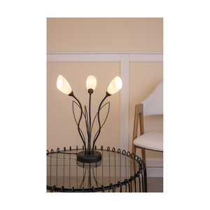 Stolná lampa Gloriosa, 3xG9, Max. 6 W LED, čierny kov / čierny PVC kábel / biely sklenený tienidlo, Ø 40 cm small 2