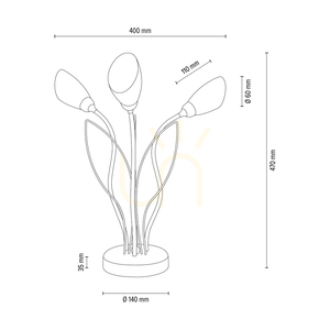 Stolná lampa Gloriosa, 3xG9, Max. 6 W LED, čierny kov / čierny PVC kábel / biely sklenený tienidlo, Ø 40 cm small 3