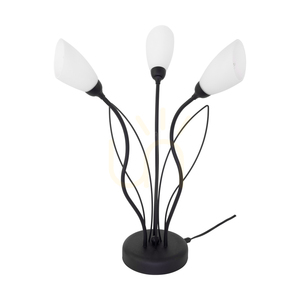 Stolná lampa Gloriosa, 3xG9, Max. 6 W LED, čierny kov / čierny PVC kábel / biely sklenený tienidlo, Ø 40 cm small 0