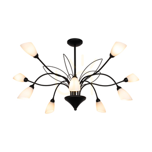 Závesné svietidlo Gloriosa, 10xG9, Max. 6 W LED, čierny kov / biely sklenený tienidlo, Ø 92 cm small 1
