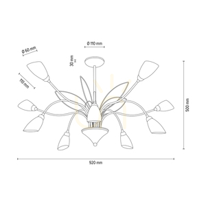 Závesné svietidlo Gloriosa, 10xG9, Max. 6 W LED, čierny kov / biely sklenený tienidlo, Ø 92 cm small 2