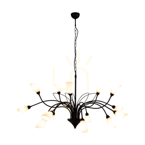 Závesné svietidlo Gloriosa, 15xG9, Max. 6 W LED, čierny kov / čierny PVC kábel / biely sklenený tienidlo, Ø 108 cm small 1