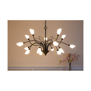 Závesné svietidlo Gloriosa, 15xG9, Max. 6 W LED, čierny kov / čierny PVC kábel / biely sklenený tienidlo, Ø 108 cm small 2