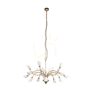 Závesné svietidlo Gloriosa, 15xG9, Max. 6 W LED, zlatý kov / čierny PVC kábel / biely sklenený tienidlo, Ø 108 cm small 0