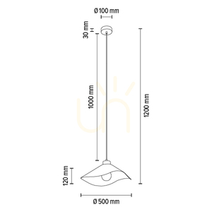 Kvetinové závesné svietidlo Hattu, 1xE27, max.. 40 W, olejovaný dub / čierny opletený kábel / biely a viacfarebný tienidlo Ø 50 cm small 6