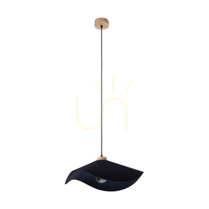 Závesné svietidlo Hattu, 1xE27, Max. 40 W, olejovaný dub / čierny opletený kábel / čierne tienidlo, Ø 40 cm small 0