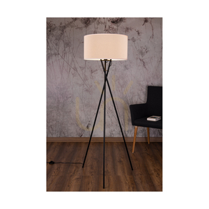 Stojaca lampa Hugo, 1xE27, Max. 60 W, čierny kov / čierny PVC kábel / biely celulózový tienidlo, 62 cm small 3