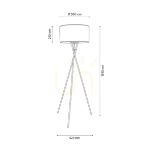 Stojaca lampa Hugo, 1xE27, Max. 60 W, čierny kov / čierny PVC kábel / biely celulózový tienidlo, 62 cm small 4