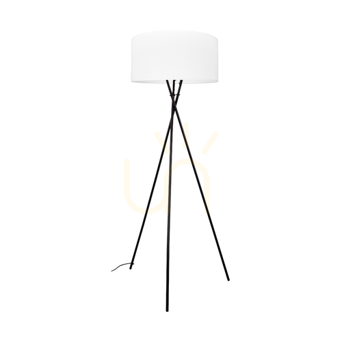Skontrolujte Stojaca lampa Hugo, 1xE27, Max. 60 W, čierny kov / čierny PVC kábel / biely celulózový tienidlo, 62 cm