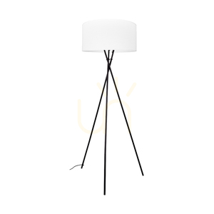 Stojaca lampa Hugo, 1xE27, Max. 60 W, čierny kov / čierny PVC kábel / biely celulózový tienidlo, 62 cm small 0