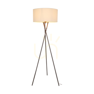 Stojaca lampa Hugo, 1xE27, Max. 60 W, saténový kov / priehľadný PVC kábel / biele tienidlo, 62 cm small 1