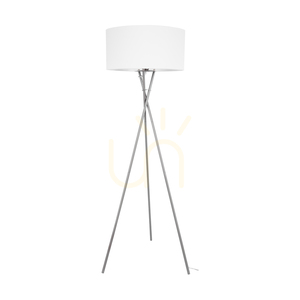 Stojaca lampa Hugo, 1xE27, Max. 60 W, saténový kov / priehľadný PVC kábel / biele tienidlo, 62 cm small 0