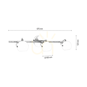 Stropné svietidlo Ida, obsahuje 3x LED 2700 K 3 W, chrómový kov / biely sklenený tienidlo, 67,5 cm small 2