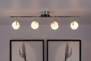 Stropné svietidlo Ida, obsahuje 4x LED 2700 K 3 W, chrómový kov/biely sklenený tienidlo, 93 cm small 1