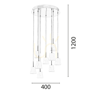 Závesné svietidlo Joelle, 9xG4, Max. 20 W, chrómový kov / biely keramický tienidlo, Ø 44 cm small 4