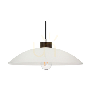 Závesné svietidlo Jona, 1xE27, Max. 60 W, bukové a orechové drevo, opletený kábel, biely sklenený tienidlo, Ø 40 cm small 1