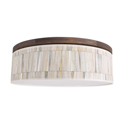 Skontrolujte Stropné svietidlo Josefina I, vrátane 1x LED 2700 K 18 W, borovica v odtieni orech / viacfarebný tienidlo z tapety, Ø 48 cm