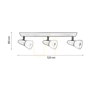 Stropné svietidlo Julietta, 3xE14, Max. 40 W, bukové drevo, kov v odtieni čerešňa/chróm, biely sklenený tienidlo, 52 cm small 2