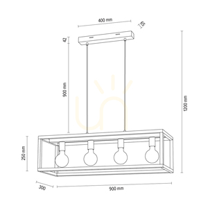 Závesné svietidlo Spot Light KAGO 61590474, olejovaný dub a čierna, 4 × E27, 90 cm small 5