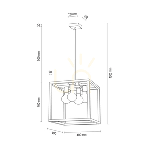 Závesné svietidlo Kago 4xE27 Max. 60 W, olejovaný dub / čierny kov / priehľadný PVC kábel, 40 cm small 2