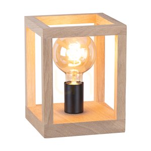 Stolná lampa Kago, 1xE27, Max. 60 W, olejovaný dub/čierny kov/čierny opletený kábel, 20 cm small 1