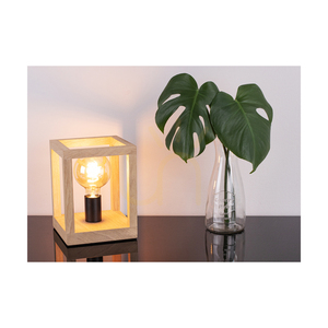 Stolná lampa Kago, 1xE27, Max. 60 W, olejovaný dub/čierny kov/čierny opletený kábel, 20 cm small 2