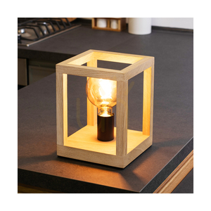 Stolná lampa Kago, 1xE27, Max. 60 W, olejovaný dub/čierny kov/čierny opletený kábel, 20 cm small 3
