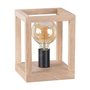 Stolná lampa Kago, 1xE27, Max. 60 W, olejovaný dub/čierny kov/čierny opletený kábel, 20 cm small 0