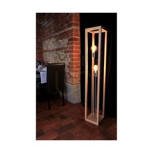 Stojaca lampa Kago, 2xE27, Max. 60 W, olejovaný dub / chrómovaný kov / čierny opletený kábel, 25 cm small 1