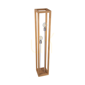 Stojaca lampa Kago, 2xE27, Max. 60 W, olejovaný dub / chrómovaný kov / čierny opletený kábel, 25 cm small 0