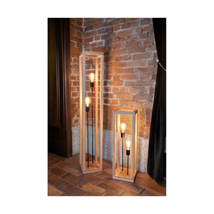Stojaca lampa Kago 2xE27 Max. 60 W, olejovaný dub / čierny kov / čierny opletený kábel 25 cm small 1
