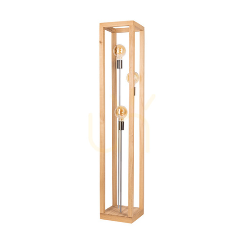 Skontrolujte Stojaca lampa Kago, 3xE27, Max. 60 W, olejovaný dub / chrómovaný kov / čierny opletený kábel, 25 cm