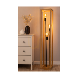 Stojaca lampa Kago, 3xE27, Max. 60 W, olejovaný dub/čierny kov/čierny opletený kábel, 25 cm small 3