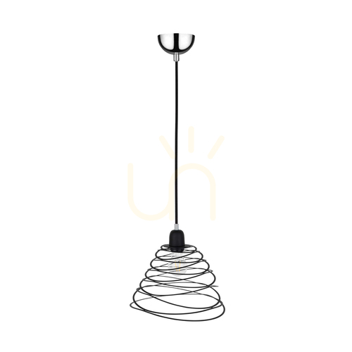 Skontrolujte Závesné svietidlo Komet, 1xE27, Max. 60 W, chrómovaný kov / čierny PVC kábel / čierny kovový tienidlo, Ø 30 cm