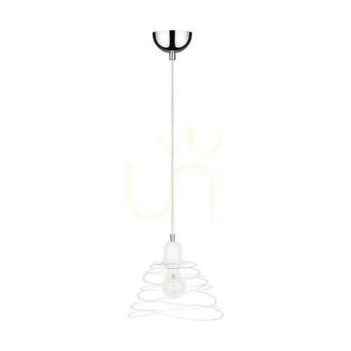Skontrolujte Závesné svietidlo Komet, 1xE27, Max. 60 W, chrómovaný kov / biely PVC kábel / biely kovový tienidlo, Ø 24,5 cm
